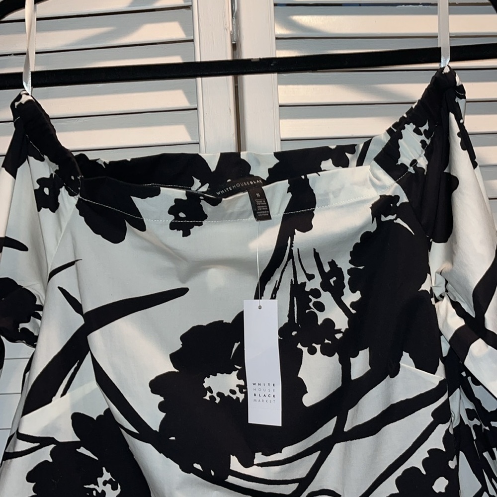 NWT White House Black Market black/white off shoulder top women’s size S - Picture 10 of 10